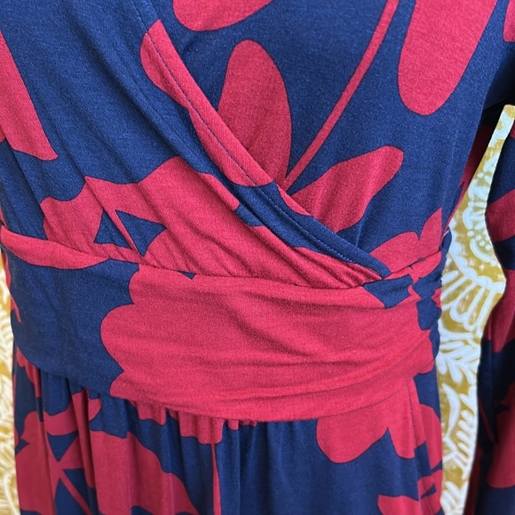 Boden Layla Floral Jersey Faux Wrap Fit&Flare Dress Winterberry Flora Boom Sz 8P - Picture 8 of 13